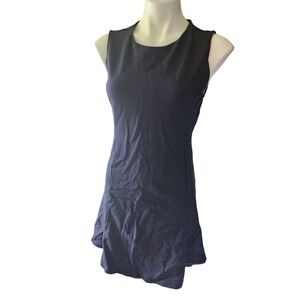 Banana Republic Business Casual Navy Blue Polka Dot A-Line Dress Medium Tall‎